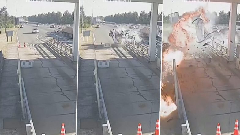 Video: Speeding Car Bursts Into Flames After Crashing Into Toll Both in Chile’s Purranque, Driver Dies