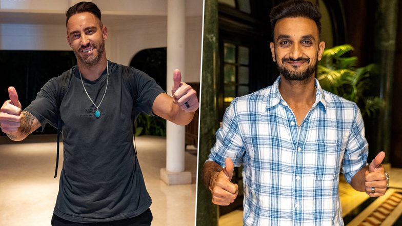 RCB Captain Faf du Plessis, Harshal Patel Arrive in Bengaluru Ahead of IPL 2023 (See Pics and Video)