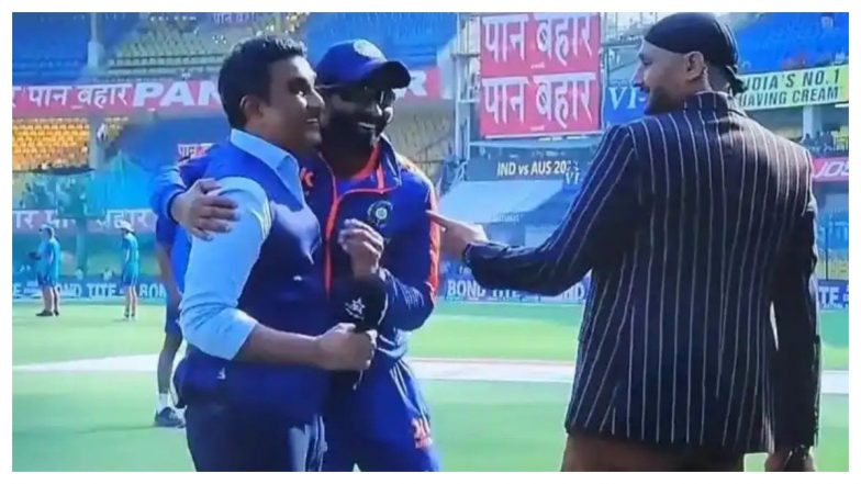 Ravindra Jadeja Hugs and Shakes Hand With Sanjay Manjrekar During IND vs AUS 3rd Test in Indore (Watch Video)