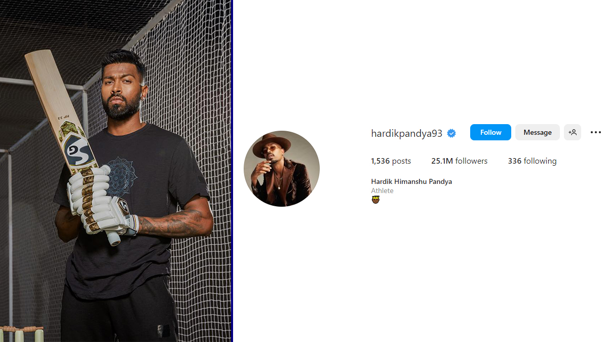 Hardik Pandya Becomes Youngest Cricketer to Reach 25 Million Instagram  Followers | 🏏 LatestLY