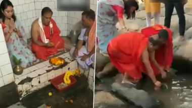 Maha Saptami Puja 2023: Assam CM Himanta Biswa Sarma Collects Holy Water From Bashishta Ashram in Guwahati (Watch Video)