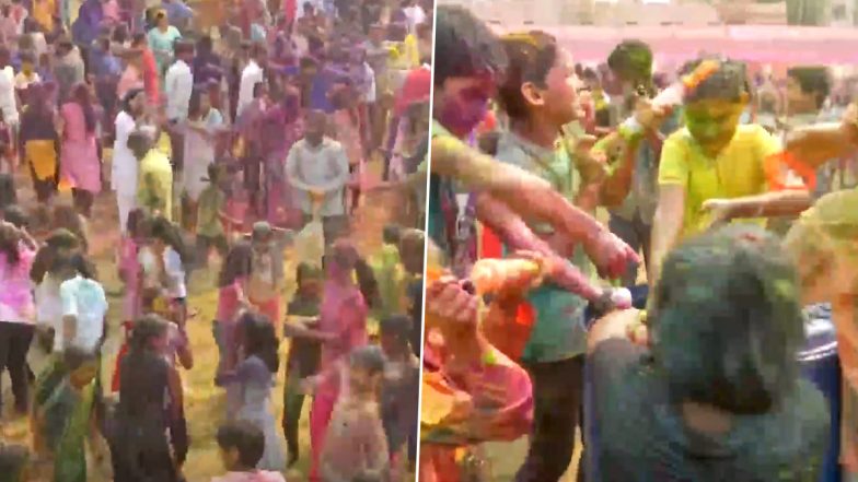 Holi 2023: People Play With Colours As They Celebrate Festival of Holi in Pune (Watch Video)