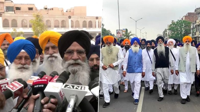 Punjab: SGPC President Harjinder Singh Dhami Leads March From Golden Temple to Amritsar DC Office Demanding Release of Youths Booked Under Section 751 (See Pics)