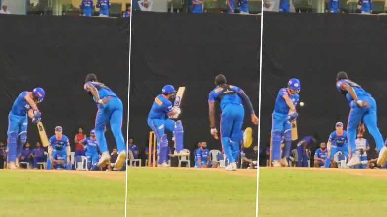 Jofra Archer Warms Up for IPL 2023 in Style! Mumbai Indians Share Video of Pacer's Fiery Over to Rohit Sharma and Ishan Kishan in Training