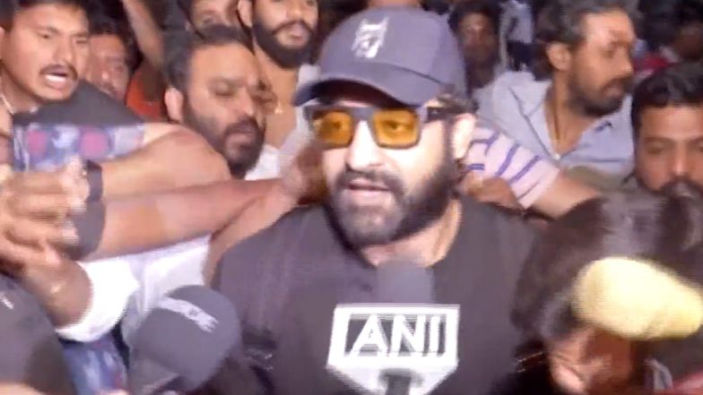 RRR Star Jr NTR Gets Mobbed by Media and Fans at Hyderabad Airport As He Returns From Oscars (Watch Video)