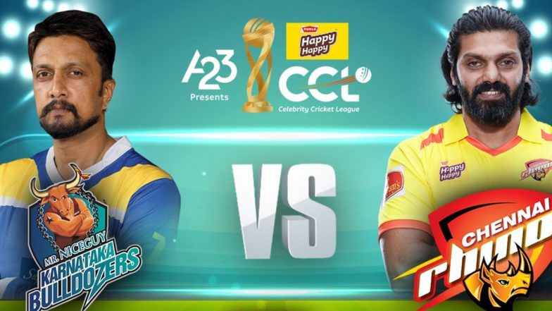 Karnataka Bulldozers vs Chennai Rhinos CCL 2023 Match Live Streaming Date and Time: How To Watch the 10th Match of Celebrity Cricket League Online and on TV