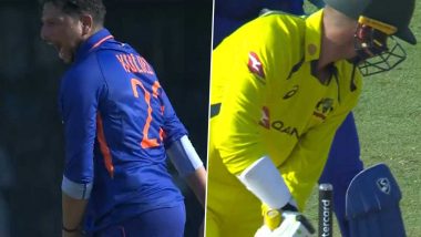Bamboozled! Watch Kuldeep Yadav's Spectacular Delivery That Castled Alex Carey During IND vs AUS 3rd ODI 2023