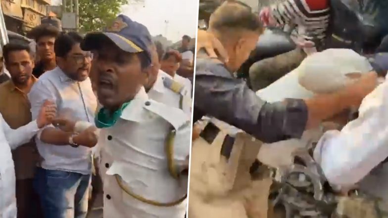 Mumbai Traffic Constable Attacked and Abused for Stopping Biker Who Jumped Signal in Kurla, Video of Assault Goes Viral