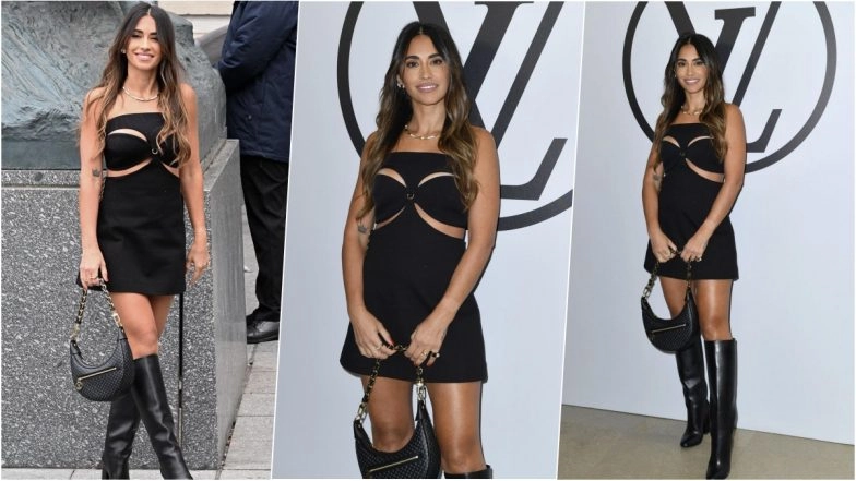 Lionel Messi's Wife Antonela Roccuzzo Looks Hot as Hell in Revealing LBD and Sexy Boots at Paris Fashion Week, View Pics and Videos