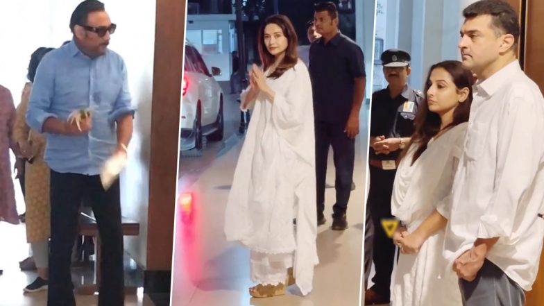 Madhuri Dixit Organises Prayer Meet for Her Late Mother Snehlata Dixit; Jackie Shroff, Vidya Balan and Other Celebs Attend (Watch Video)