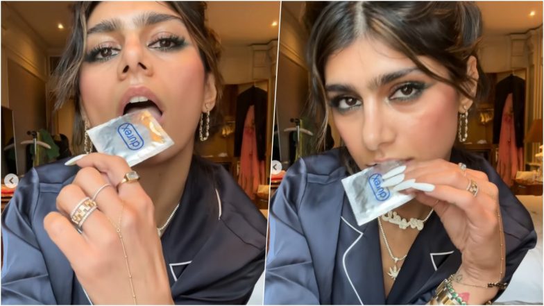 How To Use A Condom Mia Khalifa Xxx Onlyfans Star Tears Open Durex Condom Packet With Her 9027