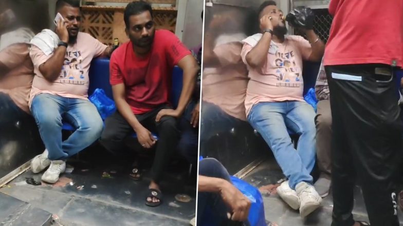 Video of Man Drinking Alcohol Inside Luggage Compartment of Mumbai Local Train Goes Viral, Police Ask GRP To Take Action