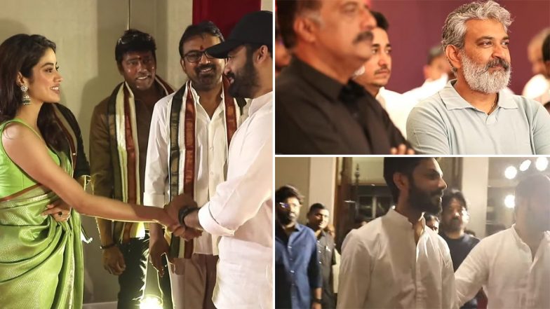 NTR 30 Goes on Floor With Muhurat Puja; Leads Jr NTR, Janhvi Kapoor Along With SS Rajamouli Spotted at Event (View Pics)