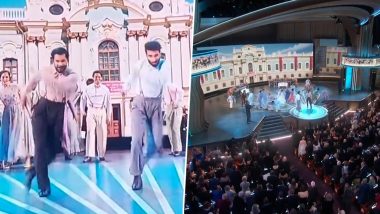 RRR at Oscars 2023: ‘Naatu Naatu’ Singers Rahul Sipligunj and Kaala Bhairava’s Live Performance Gets Standing Ovation at the 95th Academy Awards (View Pics & Video)