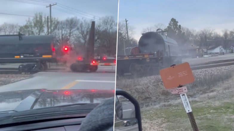 US Train Derailment: Train Derails and Falls Apart Near Verdigris in Oklahoma, No Casualty Reported, Video Goes Viral