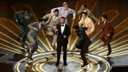 Oscars 2023 Host Jimmy Kimmel Warns &lsquo;Naatu Naatu&rsquo; Treatment To Winners Going Overboard With Speeches; Gets Shoved Off Stage By the Dancers (Watch Video)