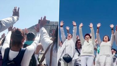 Solar New Year 2023: Pilgrims Dressed in White Climb Mexico's Towering Pyramid of the Sun To Welcome Spring Equinox and Bask in First Sunlight (Watch Video)