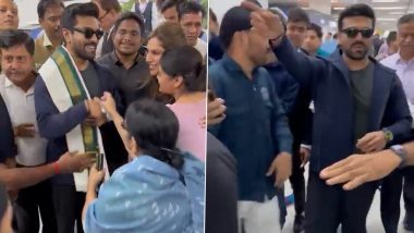 Ram Charan Returns to India With Upasana Kamineni Konidela After Attending Oscars 2023, Couple Receives Warm Welcome at Delhi Airport (Watch Video)