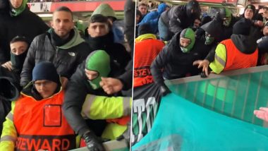 Real Betis Fans Clash With Riot Police, Spit at Manchester United Supporters As Nasty Scenes Break Out in Old Trafford During Red Devils' UEFA Europa League 2022-23 Victory (Watch Videos)