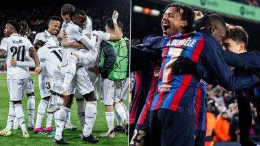 Real Madrid vs Barcelona, Copa del Rey 2022-23 Semifinal Live Streaming Online: Get Free Live Telecast Details of El Clasico Football Match on TV With Time in India