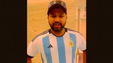 Rohit Sharma Seen Wearing Argentina Jersey As He Shows Support for Mumbai Indians Ahead of WPL 2023 (See Pic and Video)