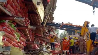 Sambhal Roof Collapse: Six People Rescued, 10 Still Missing After Roof of Cold Storage Godown Collapses in UP; Rescue Operation Underway (See Pics and Video)