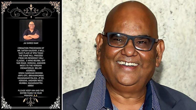 Satish Kaushik Funeral Update: Actor-Director's Last Rites to Be Held in Mumbai Today at 5 PM