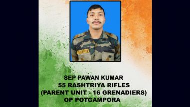 Indian Army Sepoy Pawan Kumar Martyred in Operation Pothanpora in Jammu and Kashmir's Pulwama