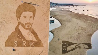 This Sand Portrait of Shah Rukh Khan Made on Pakistan’s Gadani Beach Is a Treat for SRKians (View Pics)