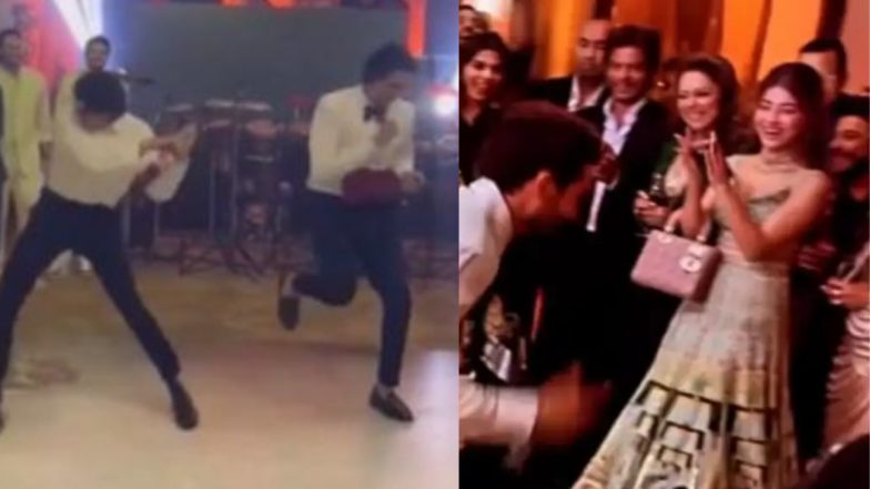 Shah Rukh Khan Enjoys Ahaan Panday and Karan Mehta's Dance to His Song 'I Am the Best' at Alanna Panday's Wedding (Watch Viral Video)