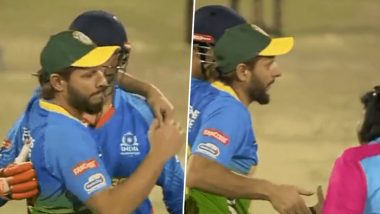 LLC 2023: Shahid Afridi’s Expressions After Realising he Was About to Hug Female Umpire Goes Viral (Watch Video)