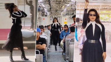 Shivam Bhardwaj aka 'The Guy in a Skirt' Breaks Gender Stereotypes Ramp-Walking in Mumbai Local Train on 'Besharam Rang' Song (Watch Video)