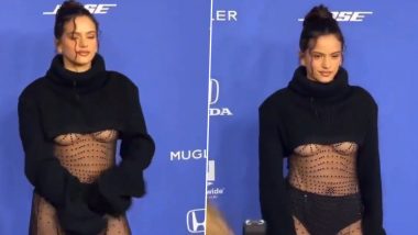 Rosalía Flashes Underboobs and Toned Bod in Black Top and High-Rise Briefs Paired With Sheer Net at Billboard Women In Music Red Carpet (View Pics & Video)