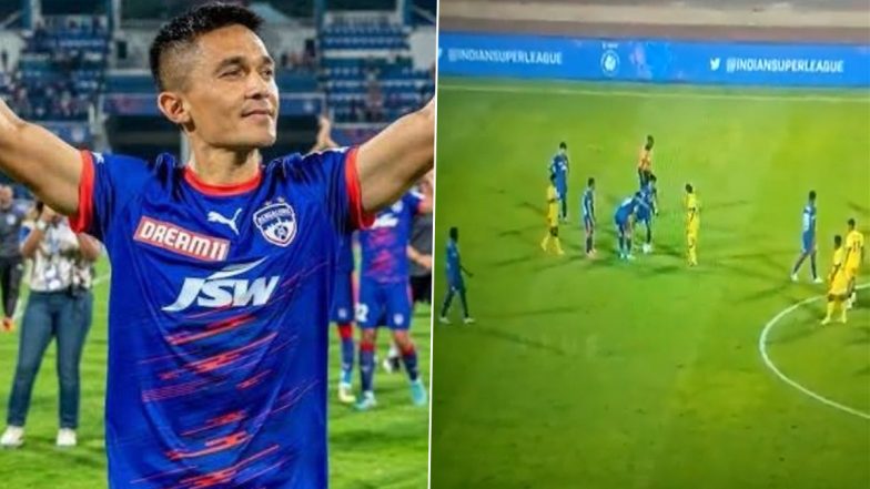 Goal or No Goal? Fans Divided Over Sunil Chhetri's Controversial Free Kick Goal During Bengaluru FC vs Kerala Blasters ISL 2022-23 Knockout Match (Watch Goal Video)