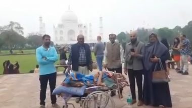 Uttar Pradesh: Son Fulfills 85-Year-Old Mother's Wish To Visit Taj Mahal, Brings Her to Agra From Gujarat To See the Iconic Monument (See Pic)