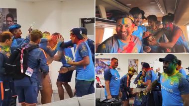 Virat Kohli, Rohit Sharma and Other Indian Cricket Team Members Play With Colours and Enjoy Holi in Ahmedabad Ahead of IND vs AUS 4th Test 2023 (Watch Video)