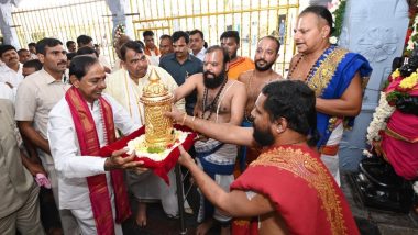 Telangana CM K Chandrasekhar Rao Visits Venkateshwara Swamy Temple in Kamareddy