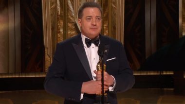 Oscars 2023: Brendan Fraser Wins Best Actor Trophy for The Whale; Watch Video of His Emotional Award Acceptance Speech at the 95th Academy Awards