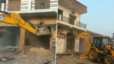 Uttar Pradesh Government's Bulldozer Action Continues, Property of Mukhtar Ansari Gang Member Demolished (Watch Video)