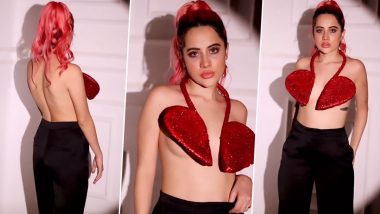 Uorfi Javed Covers Her B**bs With Red Broken Heart Top As She Goes Bold in New Fashionable Video - WATCH