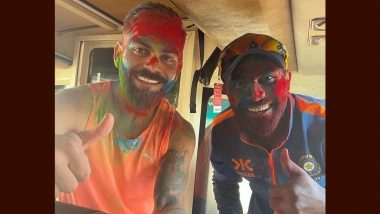 Virat Kohli Wishes Fans Happy Holi, Shares Picture of Himself and Ravindra Jadeja Playing With Colours