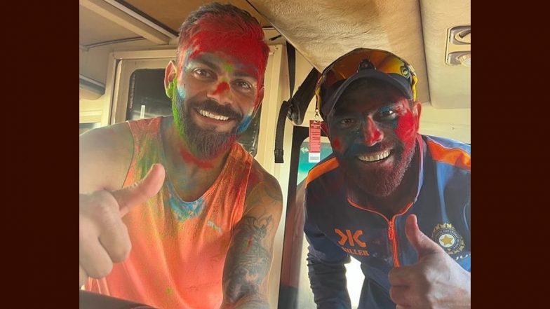 Virat Kohli Wishes Fans Happy Holi, Shares Picture of Himself and Ravindra Jadeja Playing With Colours