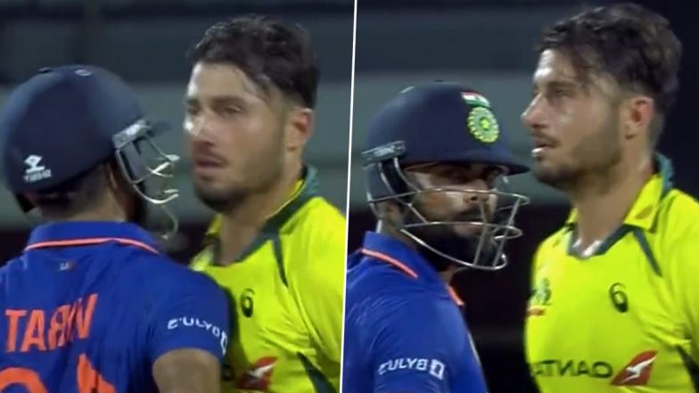 Virat Kohli, Marcus Stoinis Get Into Heated Collision, Bump Into Each Other During IND vs AUS 3rd ODI 2023 in Chennai (Watch Video)