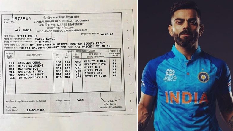 Virat Kohli Shares Picture of His Class 10 Marksheet With Strong Message (See Pic)