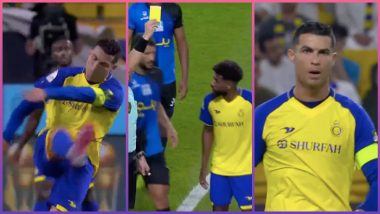 Angry Cristiano Ronaldo Kicks the Ball Away in Frustration, Receives Yellow Card During Al-Nassr vs Abha King's Cup 2023 Match (Watch Video)