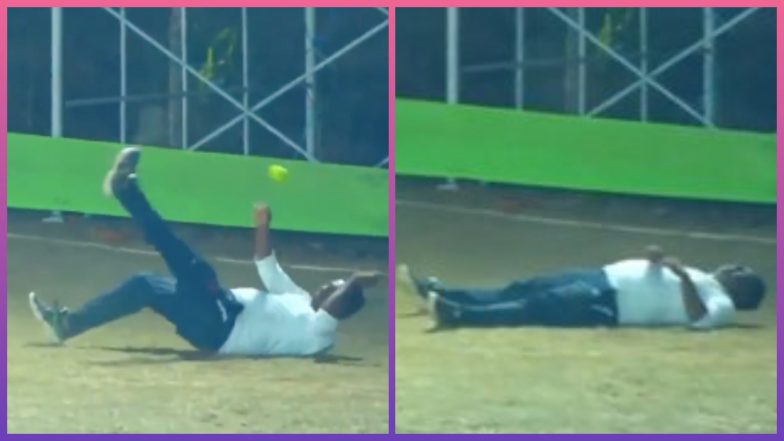 'Best Video to Start Monday' Funny Fielding Effort from Tennis Ball Tournament Match in India Goes Viral