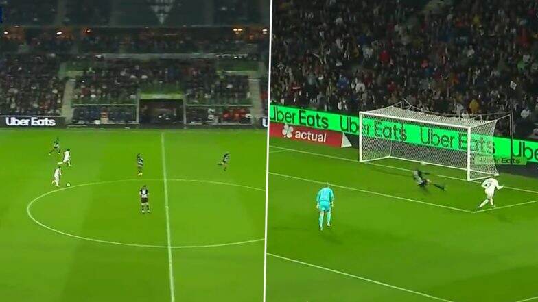 Lionel Messi Produces Stunning Assist To Set Up Kylian Mbappe From His Own Half During PSG’s 2–1 Win Over Angers in Ligue 1 2022–23 (Watch Video)