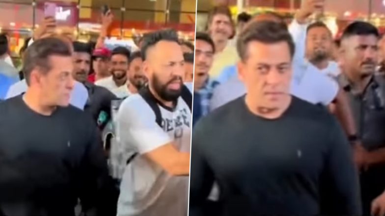 Salman Khan Gets Angry After a Fan Tries to Reach Him, Bodyguard Shera Comes in Action (Watch Video)