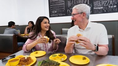 Madhuri Dixit Gorges on Vada Pav With Tim Cook, Apple CEO Says, ‘It’s Delicious’