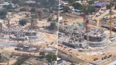 Devendra Fadnavis Ayodhya Visit: Maharashtra Deputy CM Shares Spectacular Aerial View From Construction Site of Ram Mandir (Watch Video)